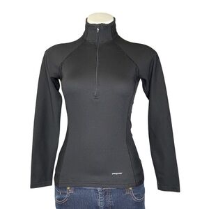 PATAGONIA Long Sleeve Top Quarter Zip High Neck Performance Baselayer Black XS